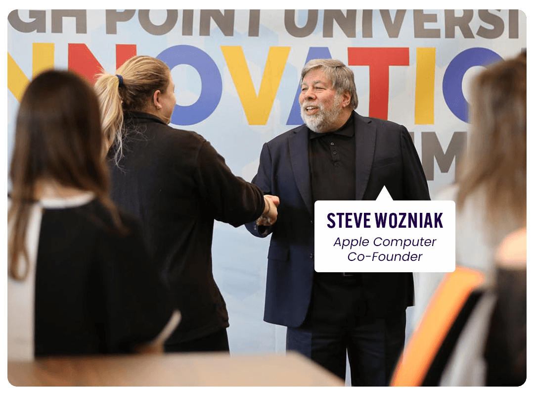 Students working alongside Steve Wozniak the co-founder of Apple Computer
