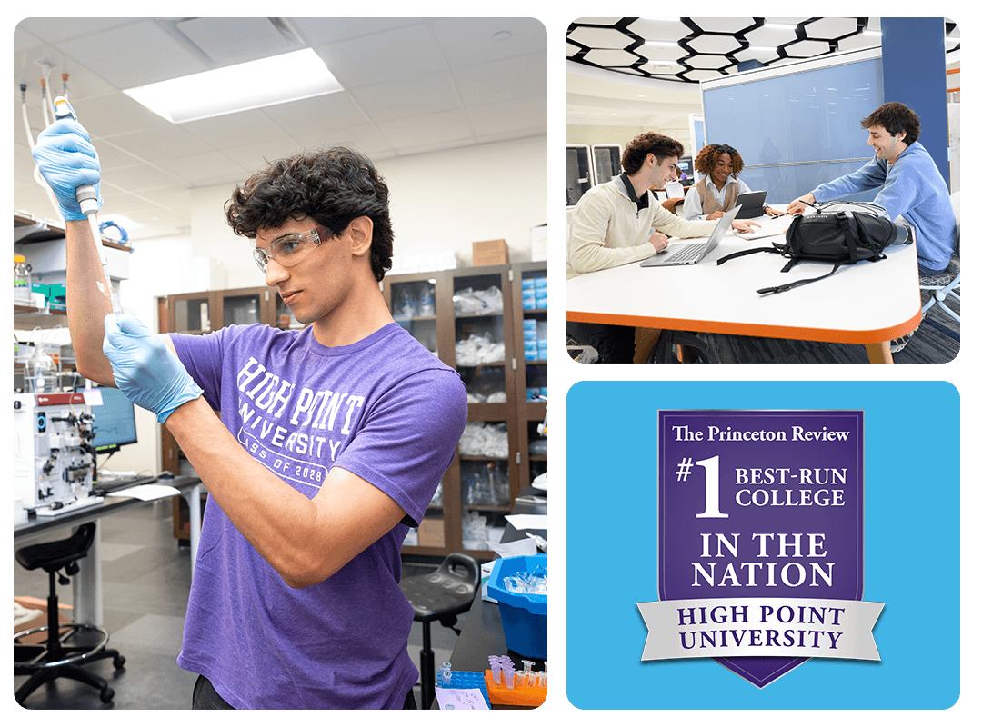 Collage of students in classrooms and a ranking badge that reads: #1 Best-Run College in the Nation (Princeton Review).