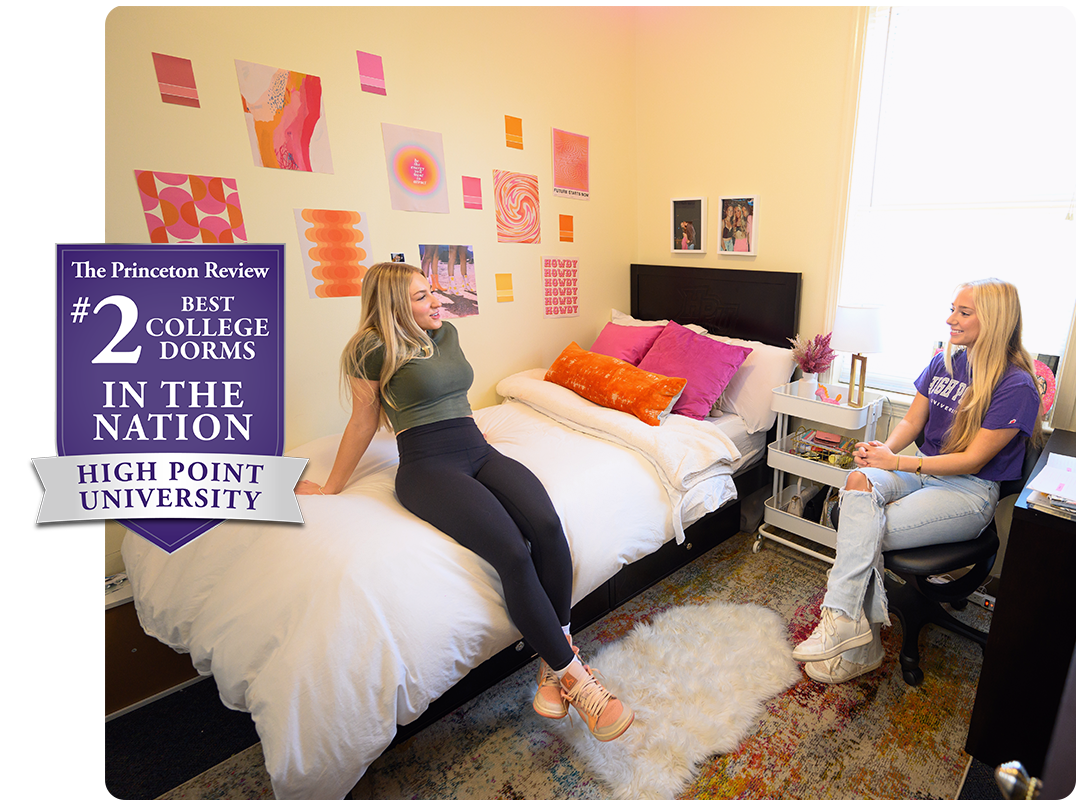 Students sitting in a dorm room
